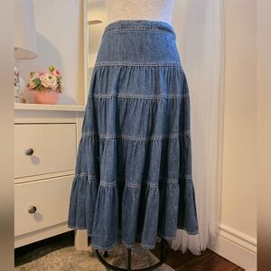 Vintage Never Worn Tommy Hilfiger Tiered Denim Jean Skirt Sz. 12